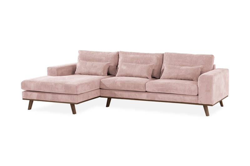 Copenhagen 4-seters Venstrevendt L-formet Divansofa i Manchester - Rosa - Møbler - Sofaer - Sofaer med sjeselong - 4 seters sofa med divan
