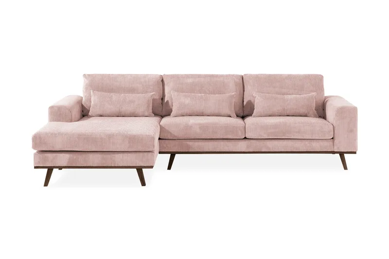 Copenhagen 4-seters Venstrevendt L-formet Divansofa i Manchester - Rosa - Møbler - Sofaer - Sofaer med sjeselong - 4 seters sofa med divan