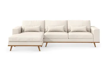Copenhagen 4-seters Venstrevendt L-formet Divansofa i Stoff - Beige - Møbler - Sofaer - Sofaer med sjeselong - 4 seters sofa med divan