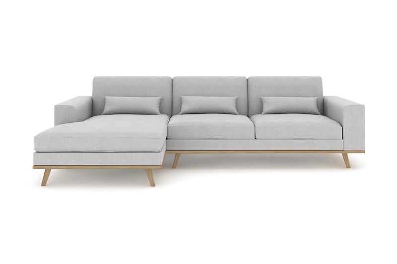 Copenhagen 4-seters Venstrevendt L-formet Divansofa i Stoff - Grå - Møbler - Sofaer - Sofaer med sjeselong - 4 seters sofa med divan