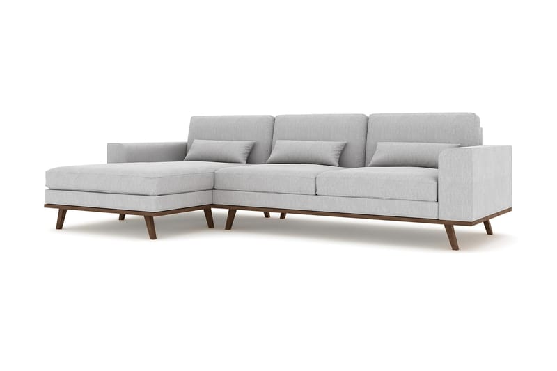 Copenhagen 4-seters Venstrevendt L-formet Divansofa i Stoff - Grå - Møbler - Sofaer - Sofaer med sjeselong - 4 seters sofa med divan