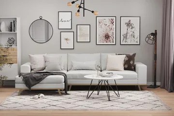 Copenhagen 4-seters Venstrevendt L-formet Divansofa i Stoff - Grå - Møbler - Sofaer - Sofaer med sjeselong - 4 seters sofa med divan