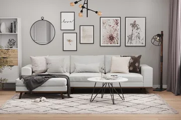Copenhagen 4-seters Venstrevendt L-formet Divansofa i Stoff - Grå - Møbler - Sofaer - Sofaer med sjeselong - 4 seters sofa med divan