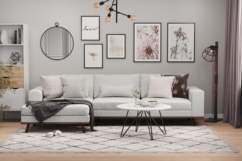 Copenhagen 4-seters Venstrevendt L-formet Divansofa i Stoff - Grå - Møbler - Sofaer - Sofaer med sjeselong - 4 seters sofa med divan