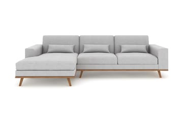 Copenhagen 4-seters Venstrevendt L-formet Divansofa i Stoff - Grå - Møbler - Sofaer - Sofaer med sjeselong - 4 seters sofa med divan
