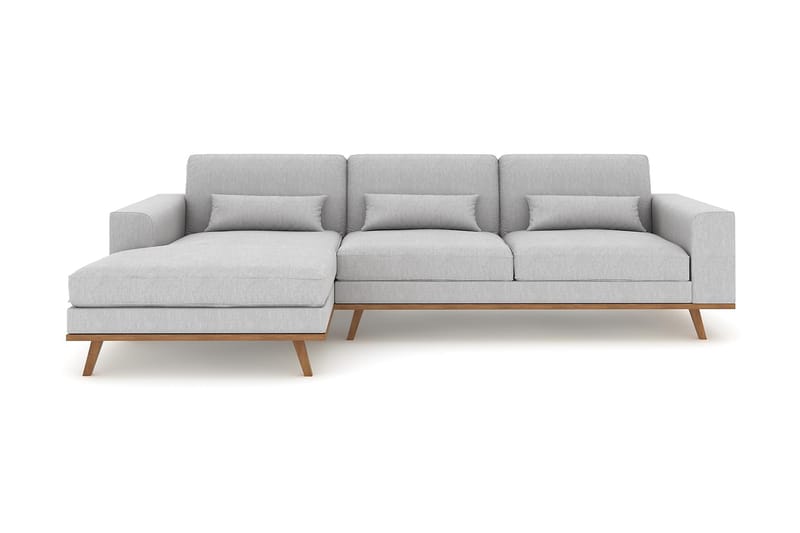 Copenhagen 4-seters Venstrevendt L-formet Divansofa i Stoff - Grå - Møbler - Sofaer - Sofaer med sjeselong - 4 seters sofa med divan