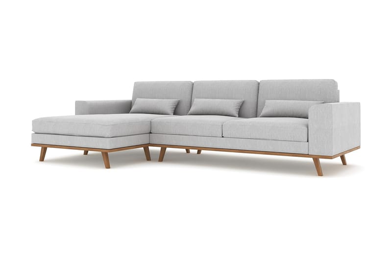 Copenhagen 4-seters Venstrevendt L-formet Divansofa i Stoff - Grå - Møbler - Sofaer - Sofaer med sjeselong - 4 seters sofa med divan