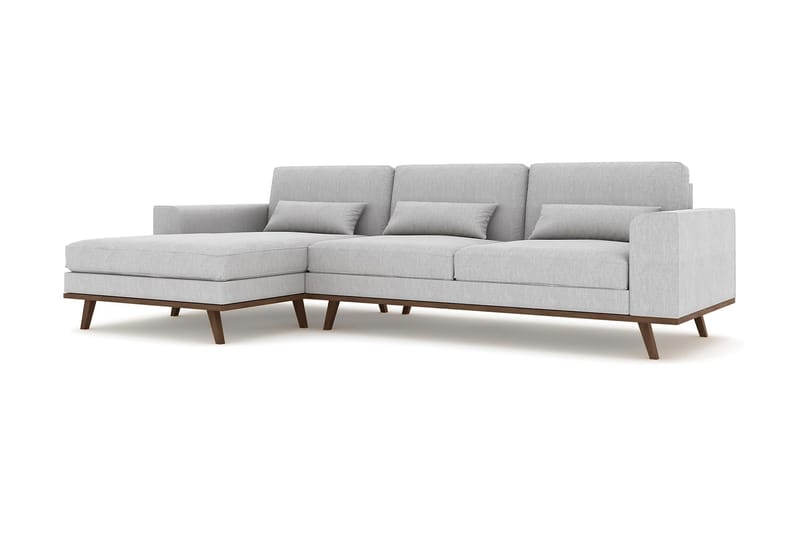 Copenhagen 4-seters Venstrevendt L-formet Divansofa i Stoff - Grå - Møbler - Sofaer - Sofaer med sjeselong - 4 seters sofa med divan