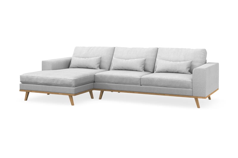 Copenhagen 4-seters Venstrevendt L-formet Divansofa i Stoff - Lys grå - Møbler - Sofaer - Sofaer med sjeselong - 4 seters sofa med divan