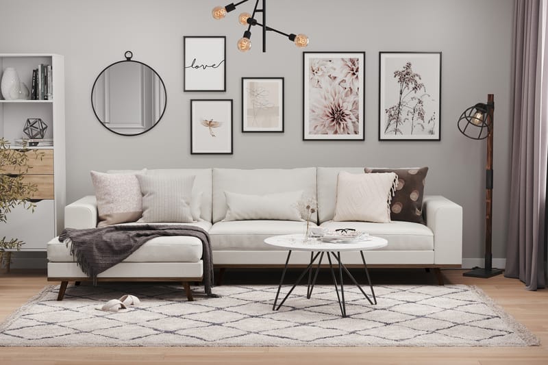 Copenhagen 4-seters Venstrevendt L-formet Divansofa i Stoff - Lys grå - Møbler - Sofaer - Sofaer med sjeselong - 4 seters sofa med divan