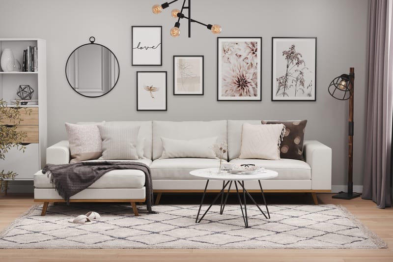 Copenhagen 4-seters Venstrevendt L-formet Divansofa i Stoff - Lys grå - Møbler - Sofaer - Sofaer med sjeselong - 4 seters sofa med divan