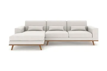 Copenhagen 4-seters Venstrevendt L-formet Divansofa i Stoff - Lys grå - Møbler - Sofaer - Sofaer med sjeselong - 4 seters sofa med divan