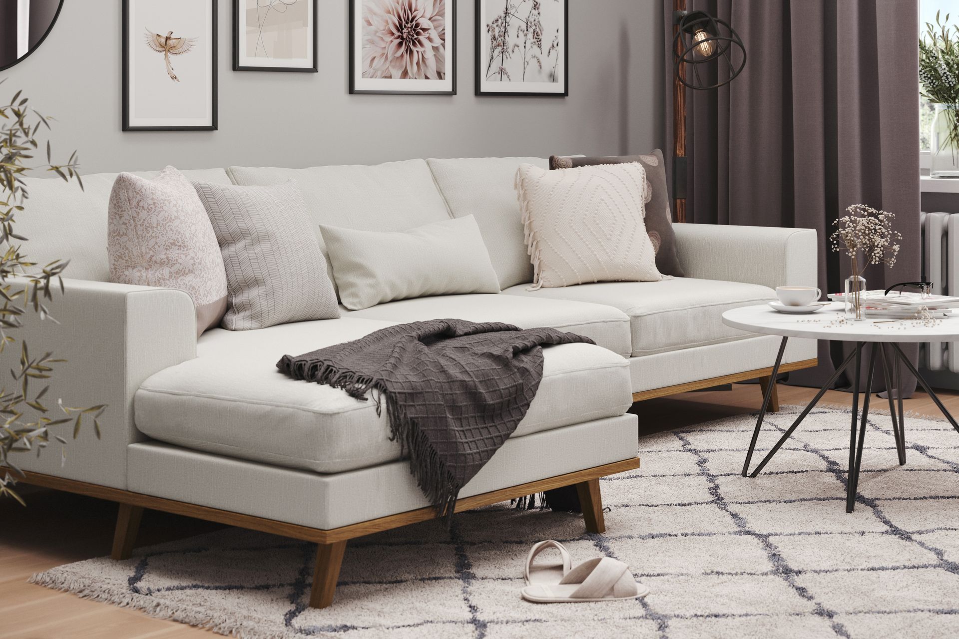 Copenhagen 4-seters Venstrevendt L-formet Divansofa i Stoff - Lys grå - Møbler - Sofaer - Sofaer med sjeselong - 4 seters sofa med divan