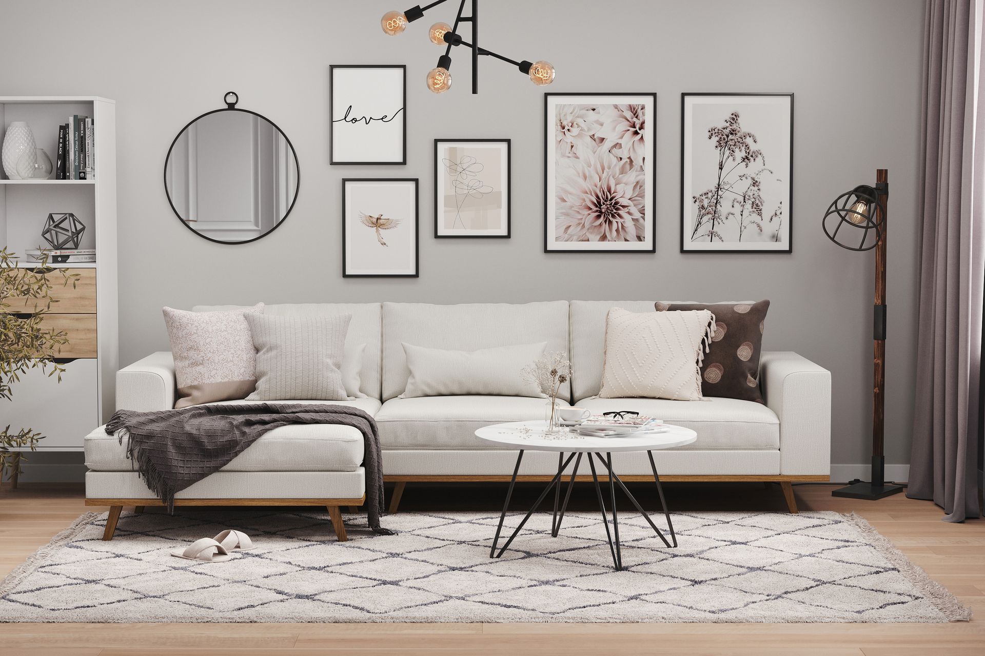 Copenhagen 4-seters Venstrevendt L-formet Divansofa i Stoff - Lys grå - Møbler - Sofaer - Sofaer med sjeselong - 4 seters sofa med divan