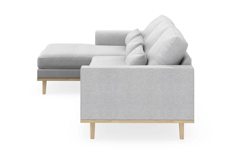 Copenhagen 4-seters Venstrevendt L-formet Divansofa i Stoff - Lys grå - Møbler - Sofaer - Sofaer med sjeselong - 4 seters sofa med divan