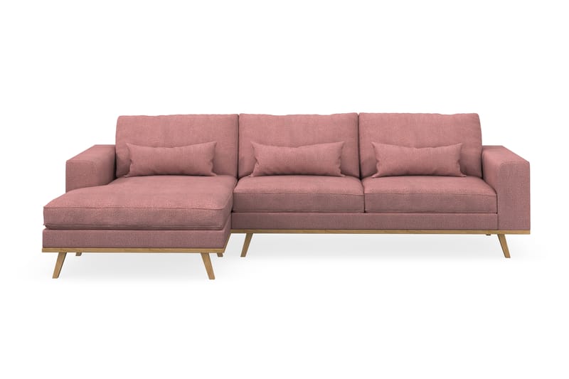 Copenhagen 4-seters Venstrevendt L-formet Divansofa i Stoff - Rosa - Møbler - Sofaer - Sofaer med sjeselong - 4 seters sofa med divan