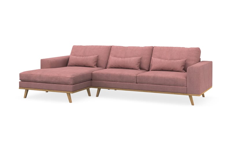 Copenhagen 4-seters Venstrevendt L-formet Divansofa i Stoff - Rosa - Møbler - Sofaer - Sofaer med sjeselong - 4 seters sofa med divan