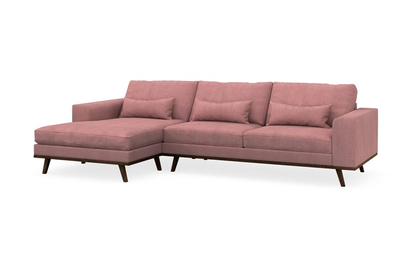 Copenhagen 4-seters Venstrevendt L-formet Divansofa i Stoff - Rosa - Møbler - Sofaer - Sofaer med sjeselong - 4 seters sofa med divan