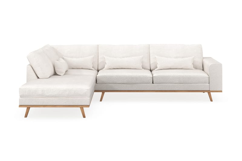 Copenhagen 4-seters Venstrevendt L-formet Sjeselongsofa i Bouclé - Hvit - Møbler - Sofaer - Sofaer med sjeselong - 4 seters sofa med divan
