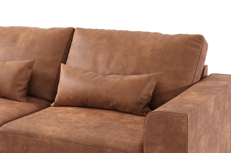 Copenhagen 4-seters Venstrevendt L-formet Sjeselongsofa i Kunstlær - Brun - Møbler - Sofaer - Sofaer med sjeselong - 4 seters sofa med divan