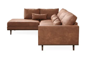 Copenhagen 4-seters Venstrevendt L-formet Sjeselongsofa i Kunstlær - Brun - Møbler - Sofaer - Sofaer med sjeselong - 4 seters sofa med divan