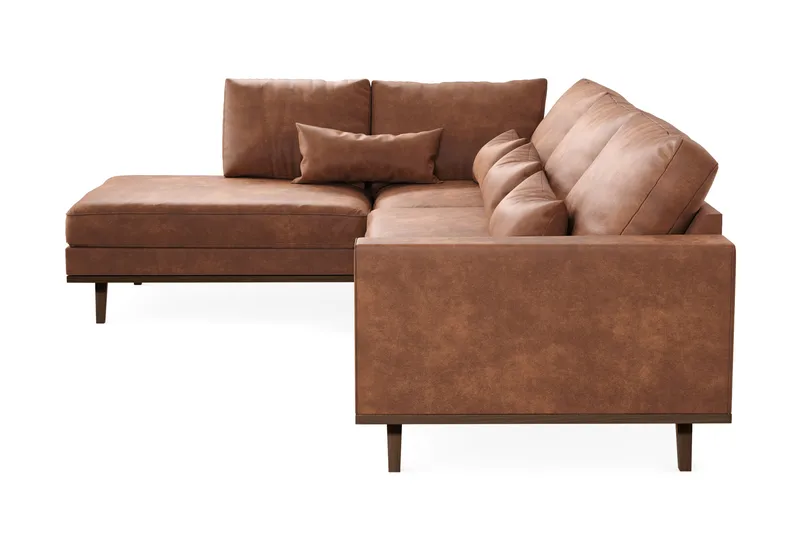 Copenhagen 4-seters Venstrevendt L-formet Sjeselongsofa i Kunstlær - Brun - Møbler - Sofaer - Sofaer med sjeselong - 4 seters sofa med divan