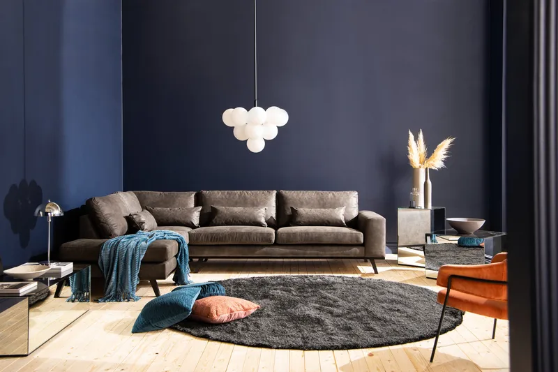 Copenhagen 4-seters Venstrevendt L-formet Sjeselongsofa i Kunstlær - Mørk grå - Møbler - Sofaer - Sofaer med sjeselong - 4 seters sofa med divan