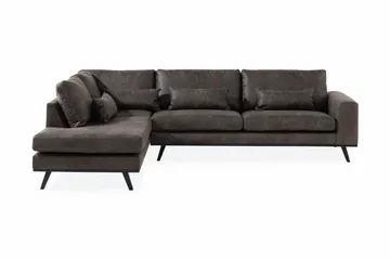 Copenhagen 4-seters Venstrevendt L-formet Sjeselongsofa i Kunstlær - Mørk grå - Møbler - Sofaer - Sofaer med sjeselong - 4 seters sofa med divan