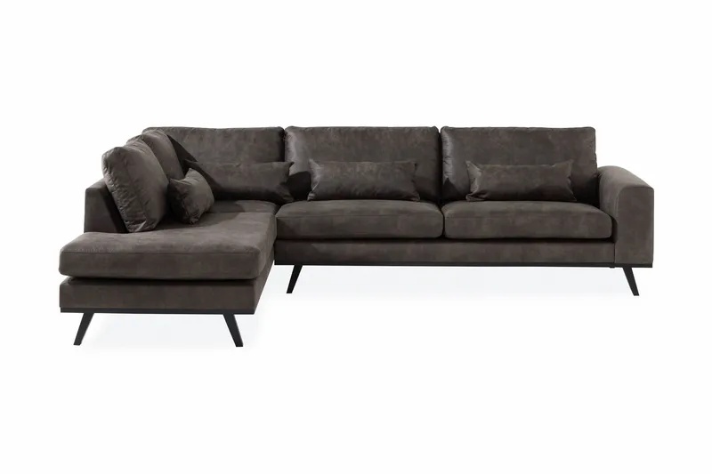 Copenhagen 4-seters Venstrevendt L-formet Sjeselongsofa i Kunstlær - Mørk grå - Møbler - Sofaer - Sofaer med sjeselong - 4 seters sofa med divan