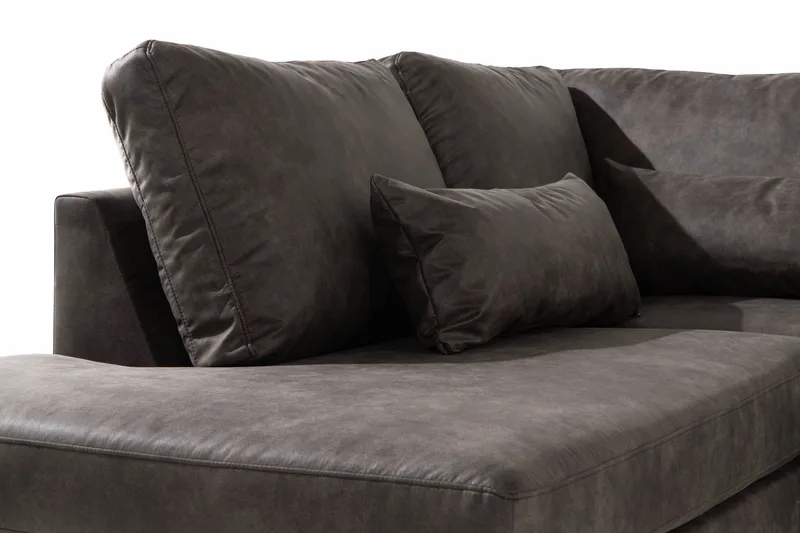 Copenhagen 4-seters Venstrevendt L-formet Sjeselongsofa i Kunstlær - Mørk grå - Møbler - Sofaer - Sofaer med sjeselong - 4 seters sofa med divan