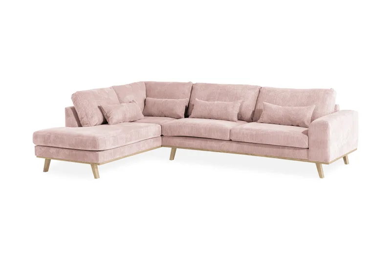 Copenhagen 4-seters Venstrevendt L-formet Sjeselongsofa i Manchester - Rosa - Møbler - Sofaer - Sofaer med sjeselong - 4 seters sofa med divan