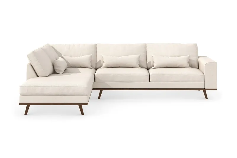 Copenhagen 4-seters Venstrevendt L-formet Sjeselongsofa i Stoff, Beige