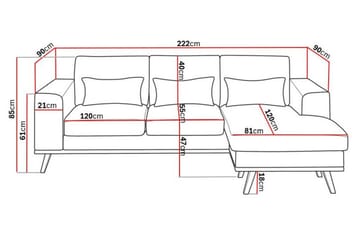 Copenhagen Compact 3-seters Vendbar L-formet Divansofa i Stoff - Lys grå - Møbler - Sofaer - Sofaer med sjeselong - 3 seters sofa med divan