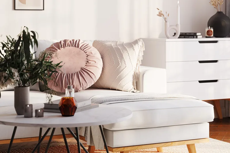 Copenhagen Compact 3-seters Vendbar L-formet Divansofa i Stoff - Lys grå - Møbler - Sofaer - Sofaer med sjeselong - 3 seters sofa med divan