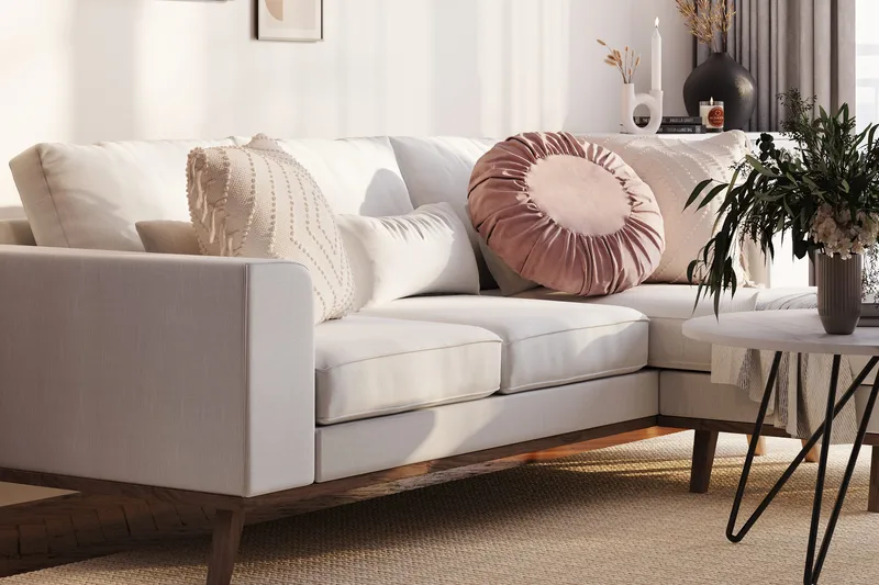 Copenhagen Compact 3-seters Vendbar L-formet Divansofa i Stoff - Lys grå - Møbler - Sofaer - Sofaer med sjeselong - 3 seters sofa med divan