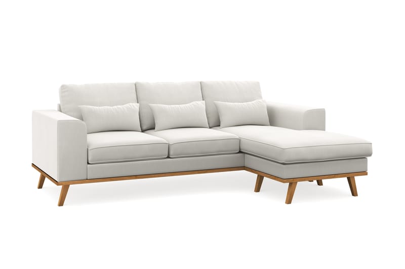 Copenhagen Compact 3-seters Vendbar L-formet Divansofa i Stoff - Lys grå - Møbler - Sofaer - Sofaer med sjeselong - 3 seters sofa med divan