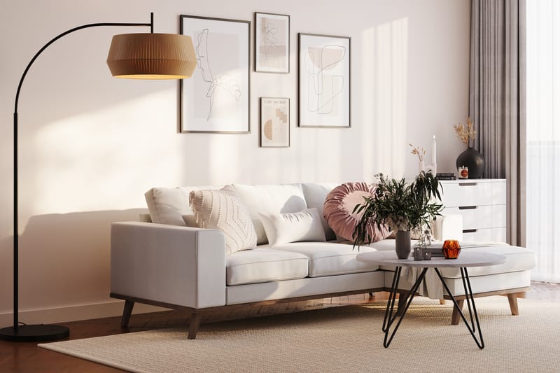 Copenhagen Compact 3-seters Vendbar L-formet Divansofa i Stoff - Lys grå - Møbler - Sofaer - Sofaer med sjeselong - 3 seters sofa med divan