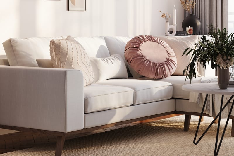 Copenhagen Compact 3-seters Vendbar L-formet Divansofa i Stoff - Lys grå - Møbler - Sofaer - Sofaer med sjeselong - 3 seters sofa med divan