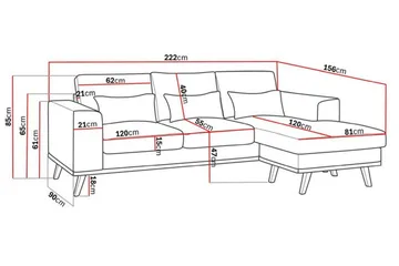 Copenhagen Compact 3-seters Vendbar L-formet Divansofa i Stoff - Lys grå - Møbler - Sofaer - Sofaer med sjeselong - 3 seters sofa med divan