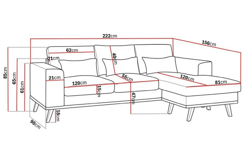 Copenhagen Compact 3-seters Vendbar L-formet Divansofa i Stoff - Lys grå - Møbler - Sofaer - Sofaer med sjeselong - 3 seters sofa med divan