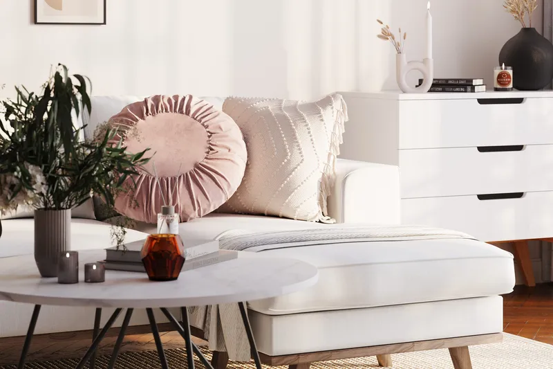 Copenhagen Compact 3-seters Vendbar L-formet Divansofa i Stoff - Lys grå - Møbler - Sofaer - Sofaer med sjeselong - 3 seters sofa med divan