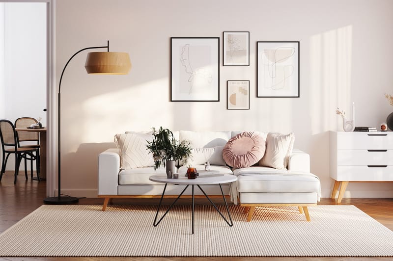 Copenhagen Compact 3-seters Vendbar L-formet Divansofa i Stoff - Lys grå - Møbler - Sofaer - Sofaer med sjeselong - 3 seters sofa med divan