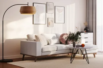 Copenhagen Compact 3-seters Vendbar L-formet Divansofa i Stoff - Lys grå - Møbler - Sofaer - Sofaer med sjeselong - 3 seters sofa med divan