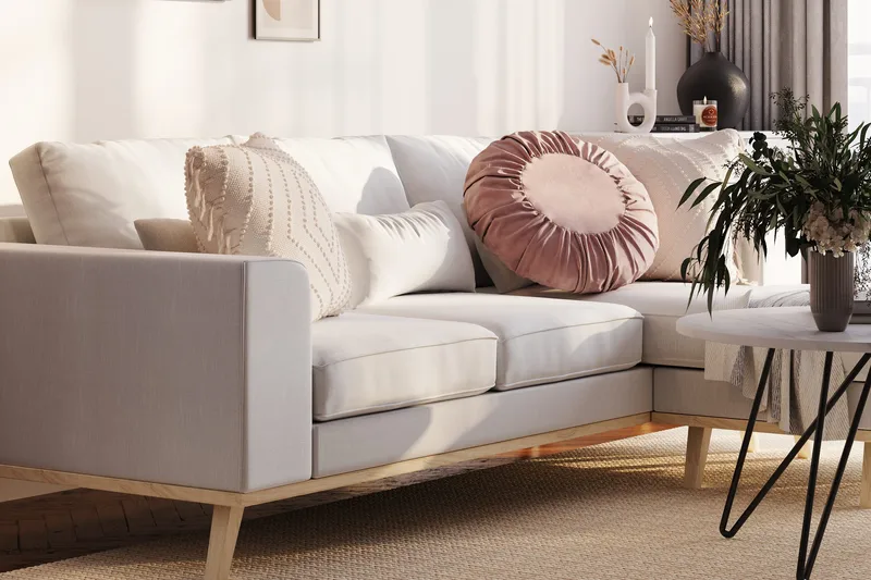 Copenhagen Compact 3-seters Vendbar L-formet Divansofa i Stoff - Lys grå - Møbler - Sofaer - Sofaer med sjeselong - 3 seters sofa med divan