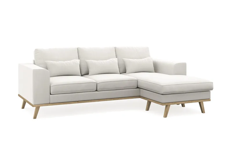 Copenhagen Compact 3-seters Vendbar L-formet Divansofa i Stoff - Lys grå - Møbler - Sofaer - Sofaer med sjeselong - 3 seters sofa med divan