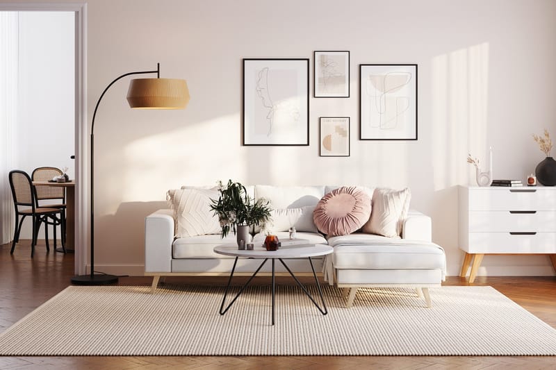 Copenhagen Compact 3-seters Vendbar L-formet Divansofa i Stoff - Lys grå - Møbler - Sofaer - Sofaer med sjeselong - 3 seters sofa med divan