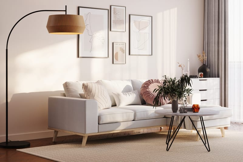 Copenhagen Compact 3-seters Vendbar L-formet Divansofa i Stoff - Lys grå - Møbler - Sofaer - Sofaer med sjeselong - 3 seters sofa med divan