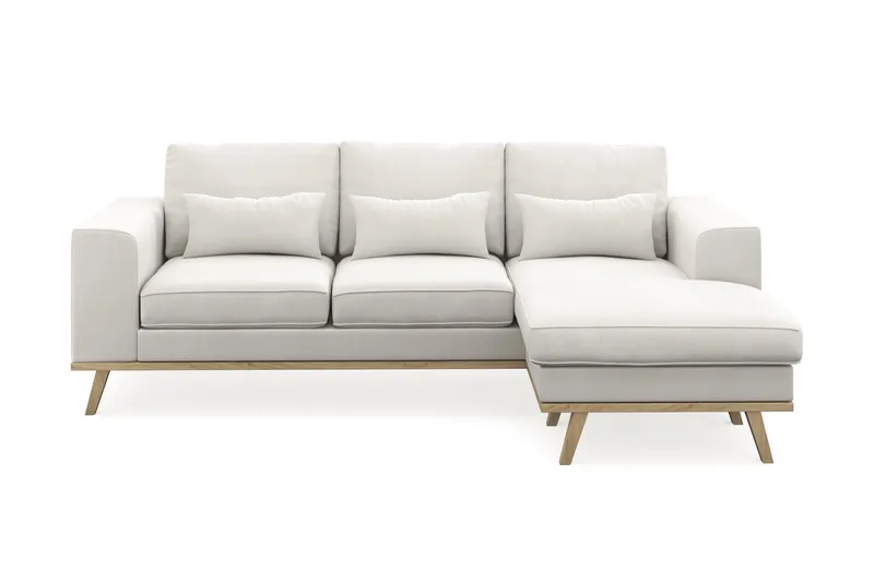 Copenhagen Compact 3-seters Vendbar L-formet Divansofa i Stoff - Lys grå - Møbler - Sofaer - Sofaer med sjeselong - 3 seters sofa med divan
