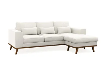 Copenhagen Compact 3-seters Vendbar L-formet Divansofa i Stoff - Lys grå - Møbler - Sofaer - Sofaer med sjeselong - 3 seters sofa med divan