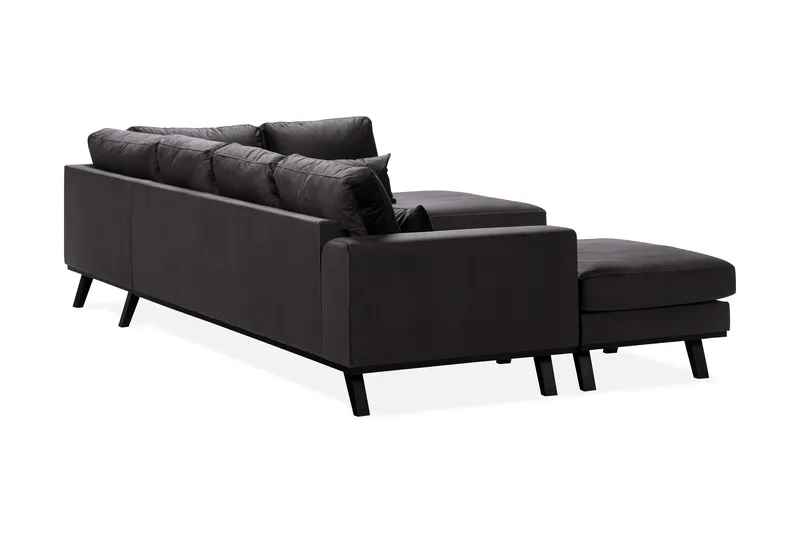 Copenhagen Compact 4-seters Høyrevendt U-formet Large Sofa med Divan og Sjeselong i Fløyel - Mørk grå - Møbler - Sofaer - Sofaer med sjeselong - 4 seters sofa med divan